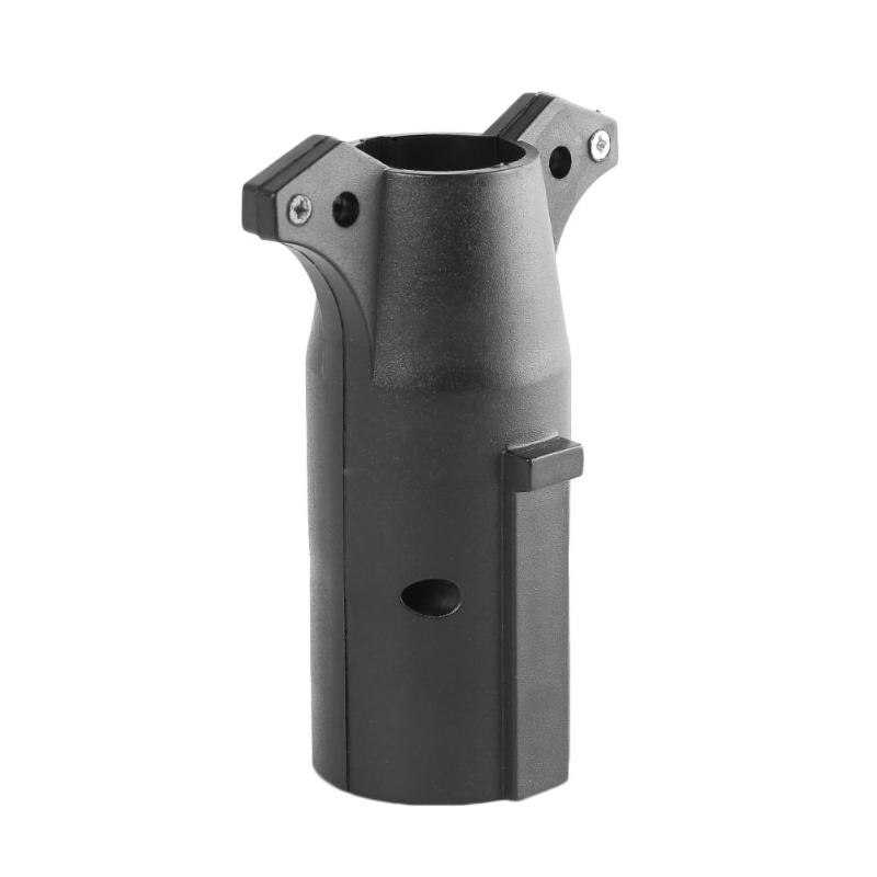 7 Way RV Blade to 6 Way Round Trailer Wiring Plug Adapter Light Connector Black Rubber Metal Material 72*62*55mm Accessories