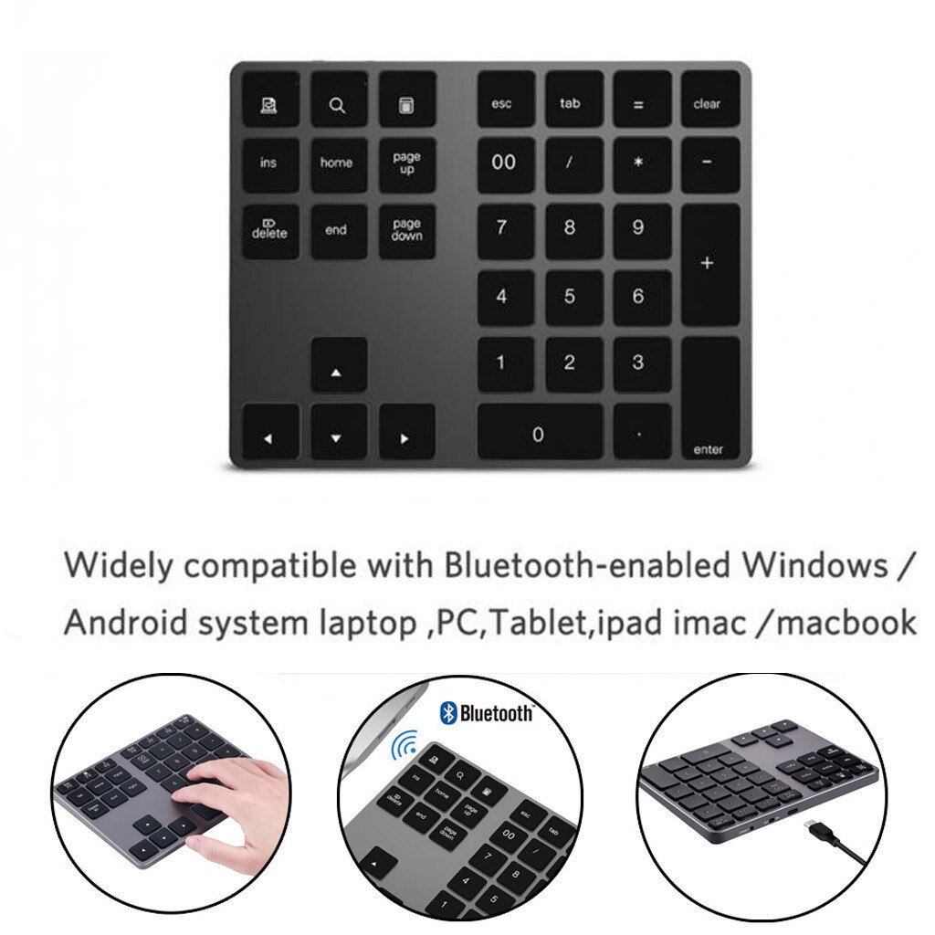 Draadloze Bluetooth 34 Toetsen Numeriek Toetsenbord Nummer Pad Toetsenbord Voor Apple Mac-Book Desktop Kantoor Entertainment Accessoires