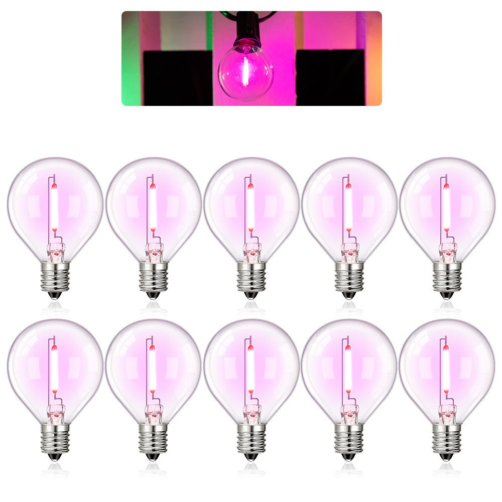 Bombilla de repuesto Led Multicolor G40 bombilla de filamento de colores 1W E12 RGB globo Mini lámparas de bola para cadena de luces decoración de de cumpleaños: Blanco / Rojo