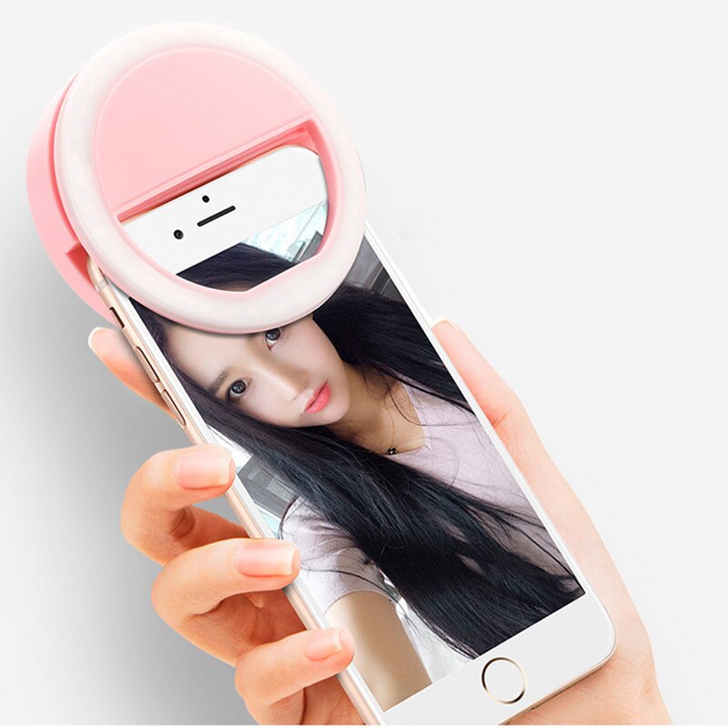 Rovtop USB Charge LED Selfie Ring Light for Iphone Supplementary Lighting Selfie Enhancing Fill Light Ring Clip For Phones