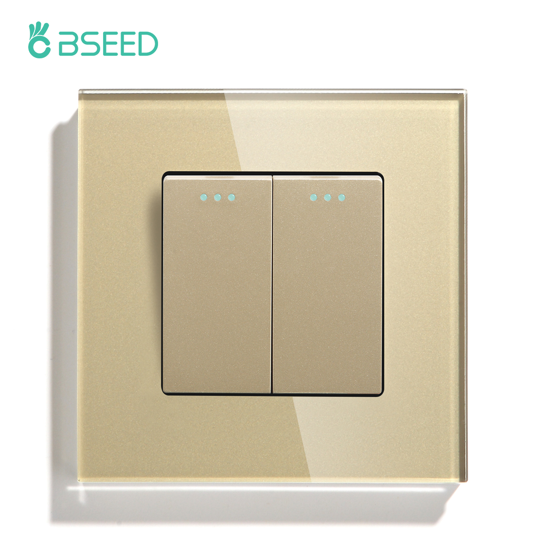 BSEED – interrupteur poussoir mécanique pour applique murale, 1/2 gangs, 1 voie, bouton de commutation à rebond automatique avec cadre en verre, 250V: Ivoire