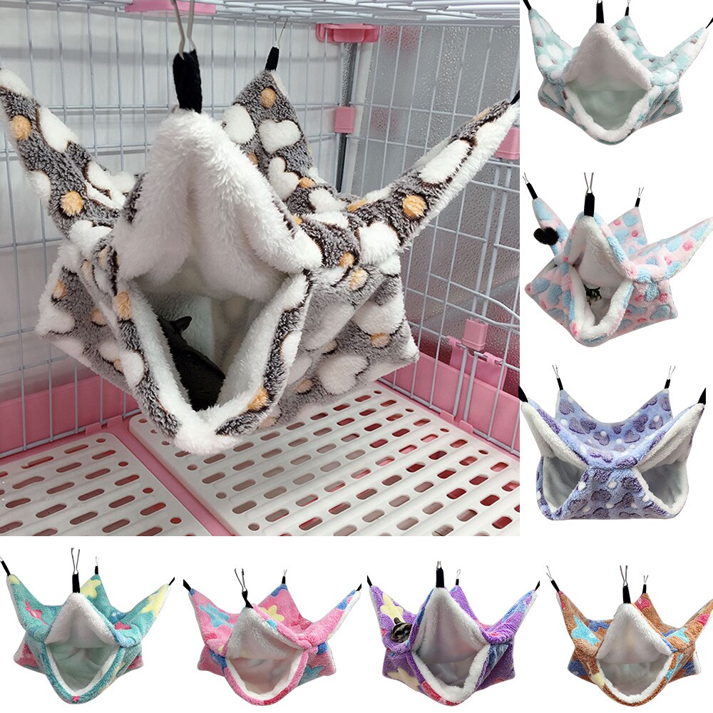 Small Animal Cages Hamster Ferret Rabbit Guinea Pig Cotton Soft Sleeping Nest Pets Two Floors Suspension Hammock For Squirrel