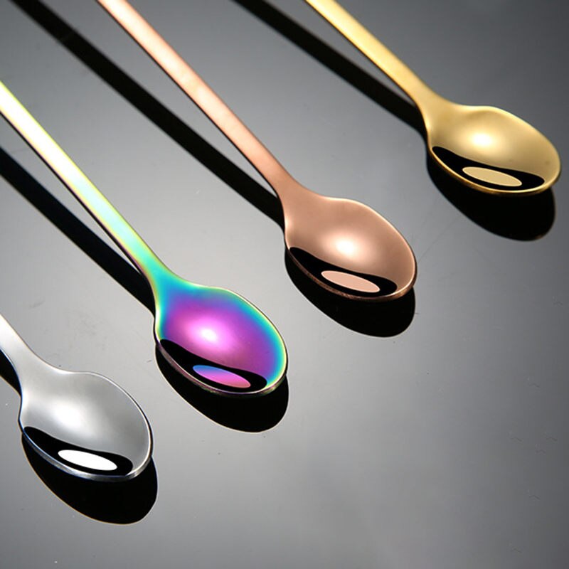 Dibujo animado de gato colgante taza cuchara de acero inoxidable cuchara de café taza té cuchara postre helado cucharilla vajilla U3