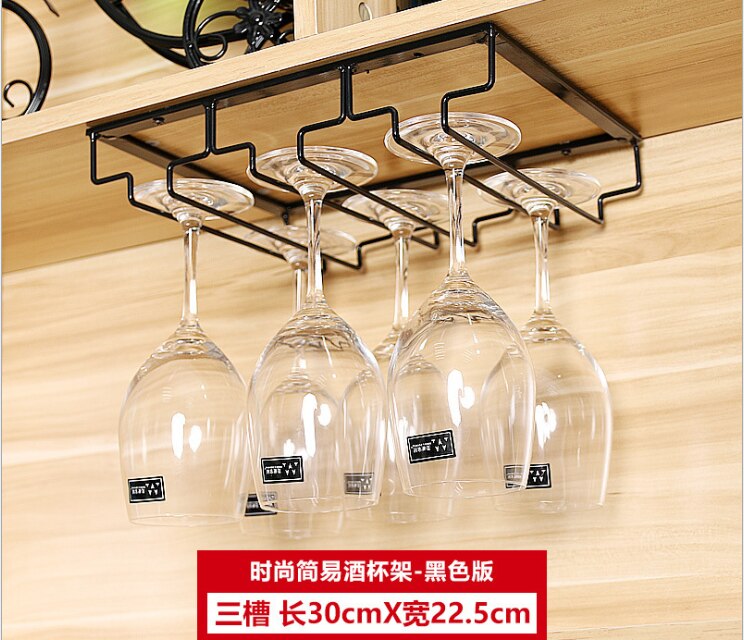 Utensilios de cocina soporte para copas de vino soporte para copas de Bar estante colgante debajo del Gabinete copa de vidrio estante de hierro barra herramienta de cocina: Black
