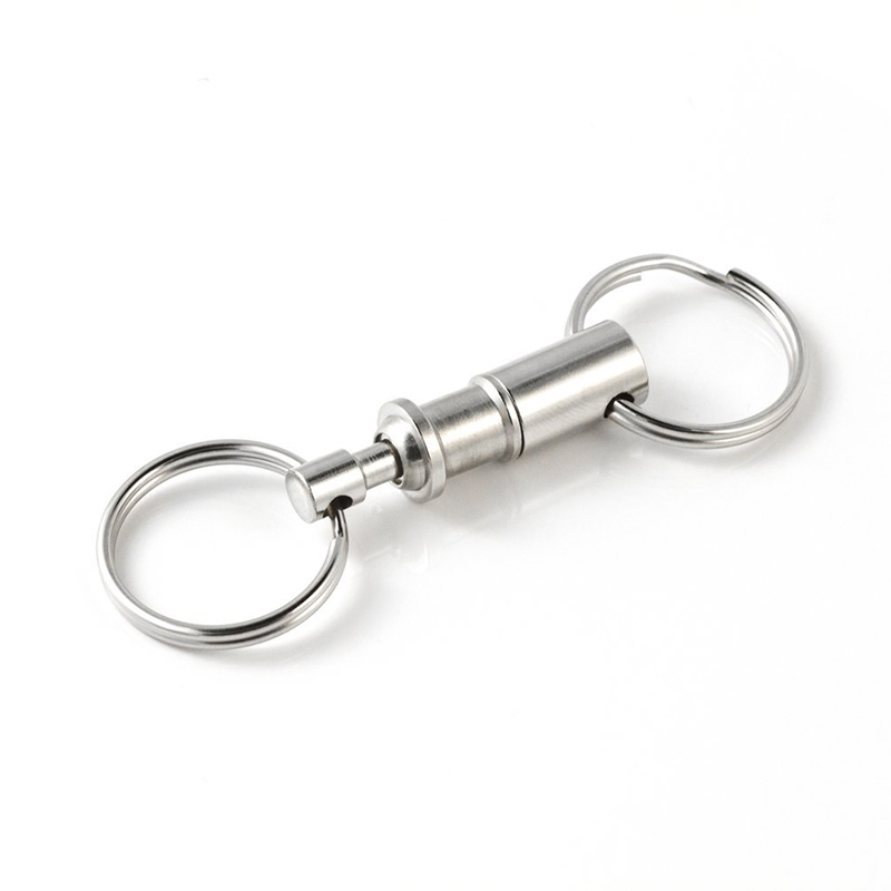 1PCS Dual Detachable Key Chain Snap Lock Holder Steel Chrome Pull-Apart Key Rings Removable Keyring Keychain