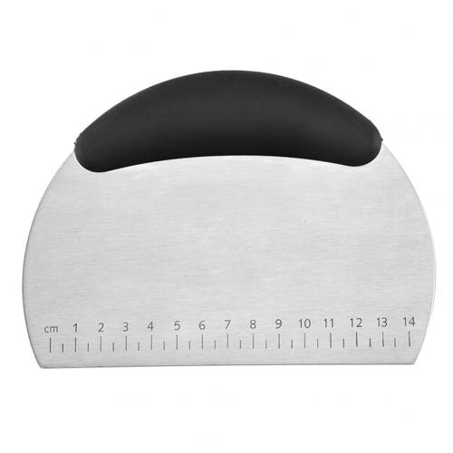 Stainless Steel Pizza Dough Grill Scraper Cutter Kitchen with Scale Baking Tool: Black