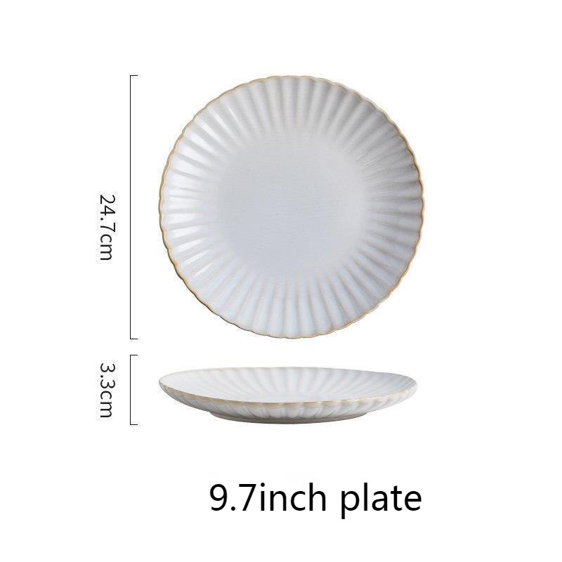 Juego de platos de cerámica blanca PARA CENA, plato para carne, ensalada, postre, desayuno, taza de café, Serie de vajilla de estilo nórdico: 9.7 Inch Plate