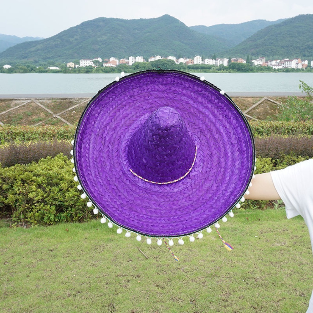 Sombrero de ala ancha de colores para hombre, Sombrero de paja para Mexicana, decoración para el sol, Halloween, Verano