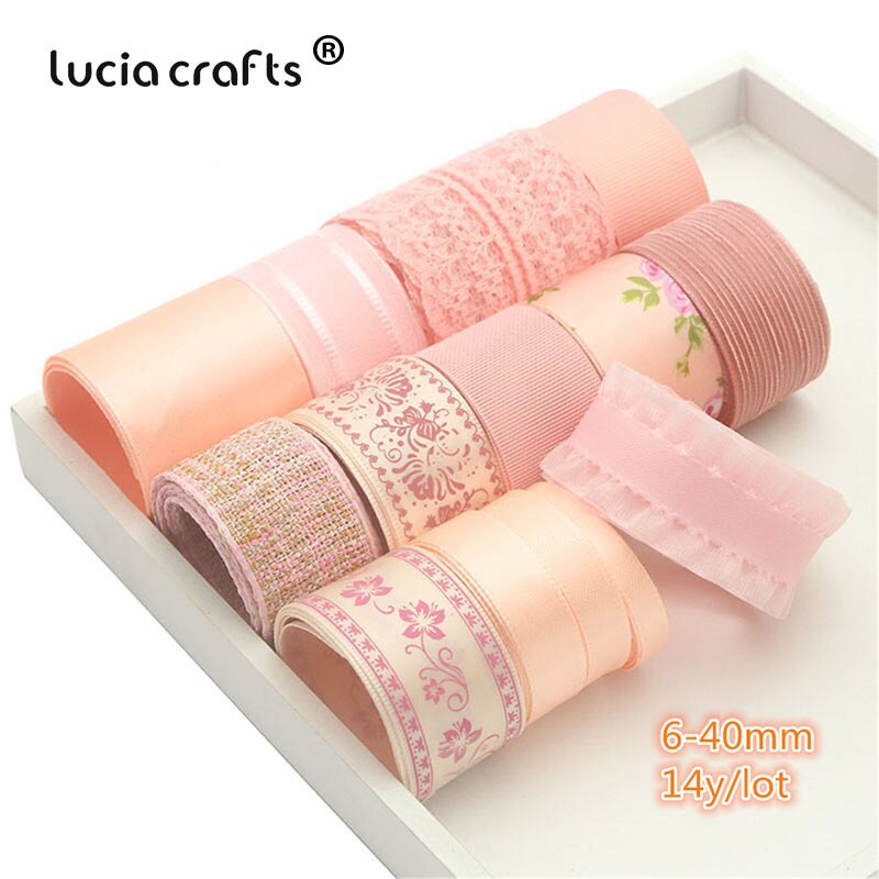 Lucia Ambachten Satijn/Grosgrain/Organza Lint Set Trim Kant Stof Diy Hairbow Materialen Mix Stijl S0604: Mix Style  8