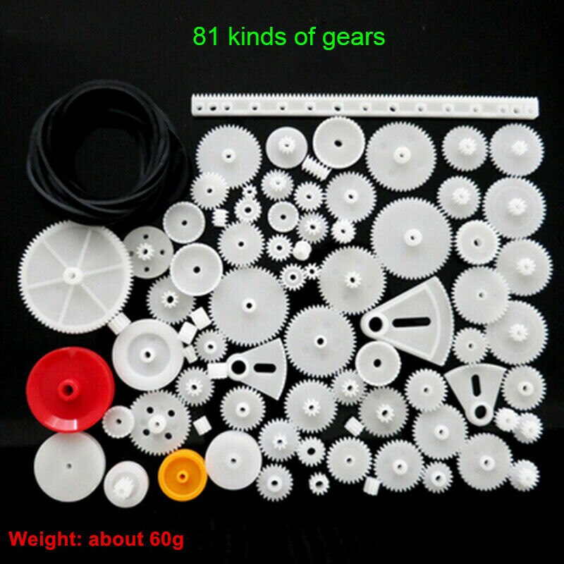 Forskellige gearpakker plast gear kit remskive rem aksel gear snekke krone motor gear samling 0.5 modul gear rack gør-det-selv legetøj