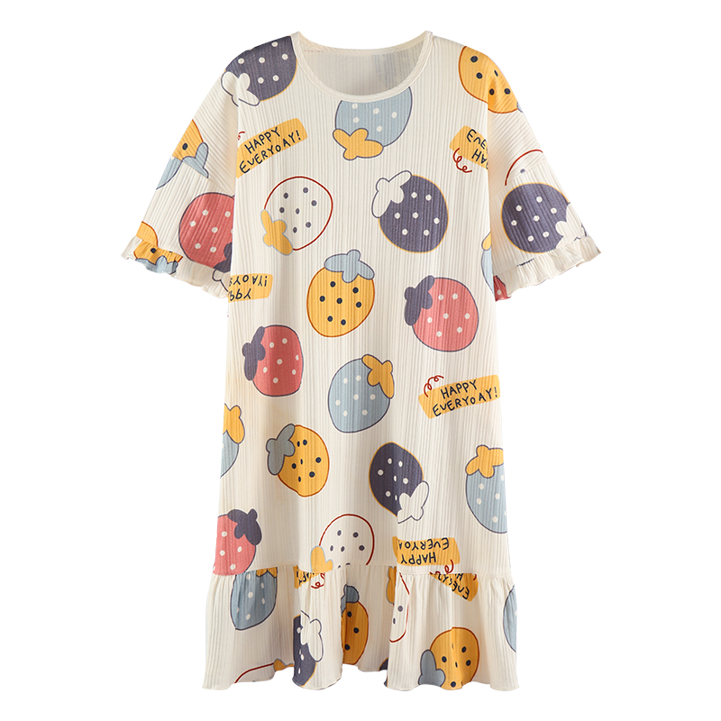 Aseniza dames nachthemd met korte mouwen, katoenen nachtkleding, negligé, losse pasvorm, kort zomer slaapshirt, knielang nachtjurk, A-donkerblauw, S
