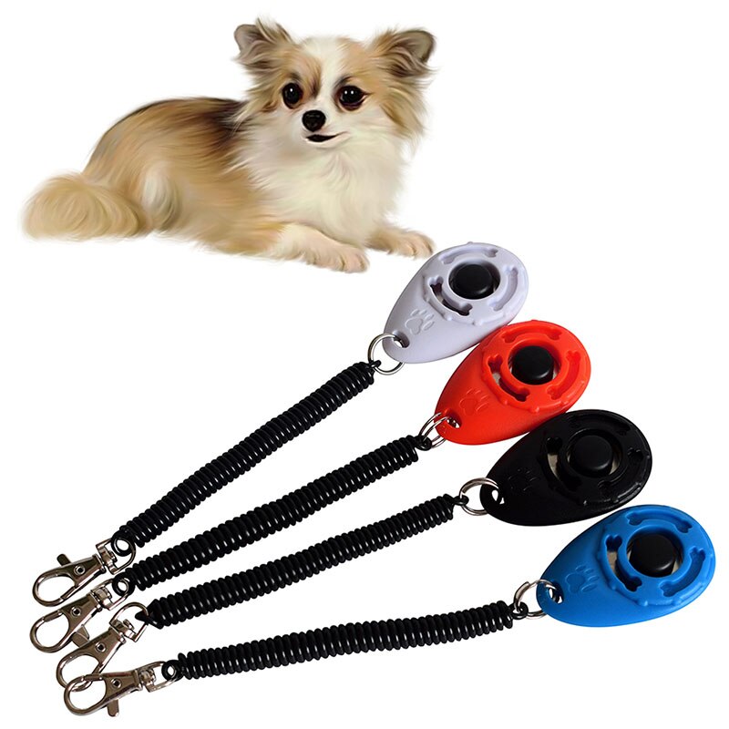 HMILYDYK Pet Training Clicker Grote Knop Kits met Polsband Strip voor Training Professionele Hond Kat Vogel Puppy Paard - Blauw