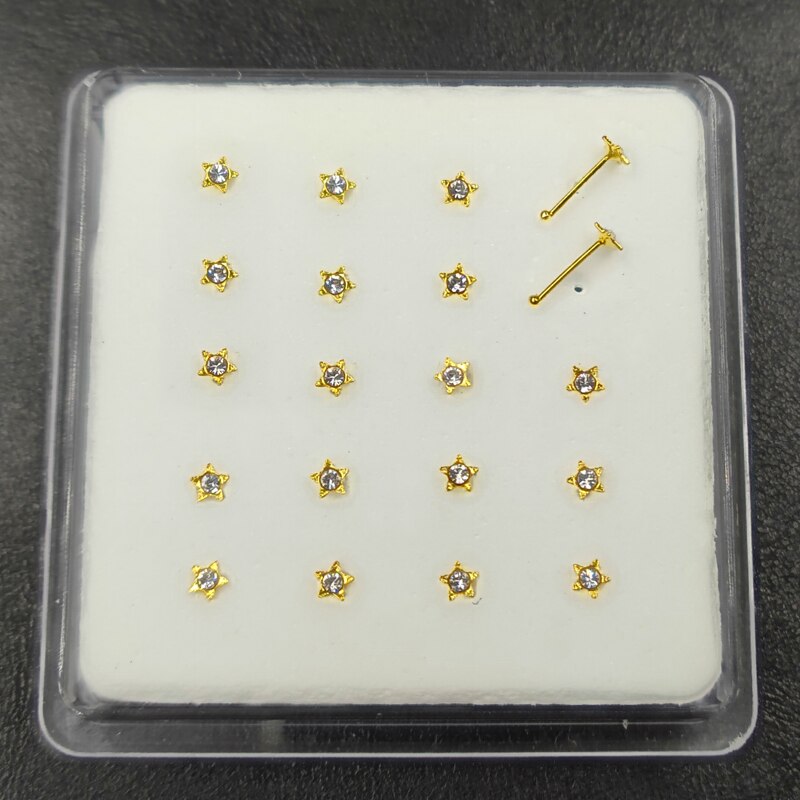 925 Sterling Zilveren Ster Neus Stud Crystal Neus Piercing Body Jewelry 20 Stks/pak