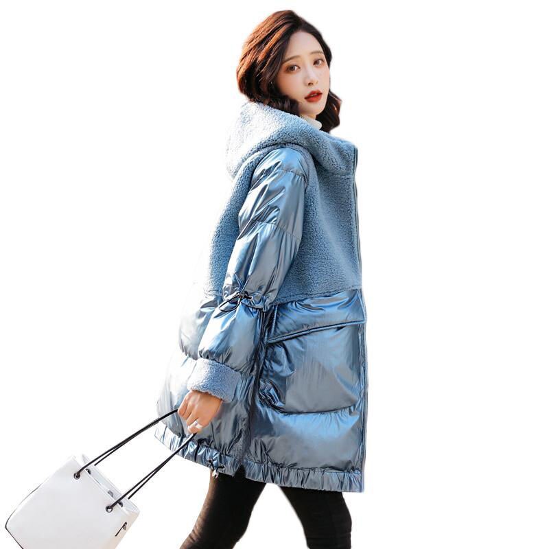 Vinter stor pälskrage parkas jacka dam tjock varm jacka kappa långa vinterjackor plus size dam vadderad överrock