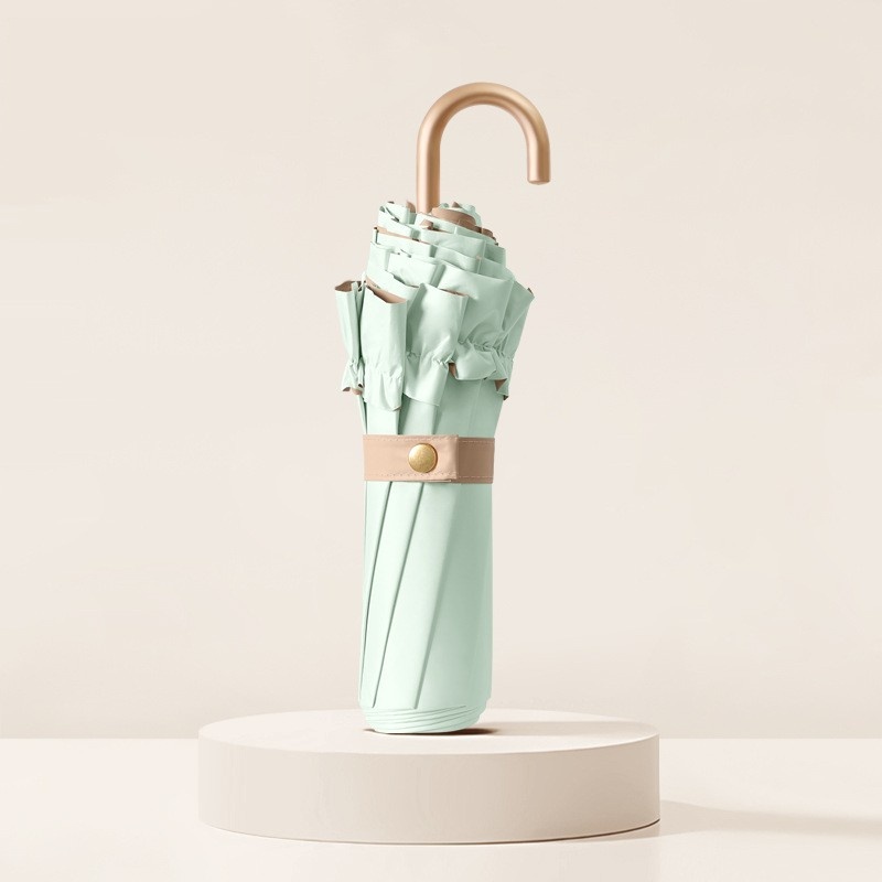 Høyverdig blonder solbeskyttelse bærbar solparasoll liten uv-bestandig solskjerm dobbeltfunksjonell sammenleggbar paraply ren farge: Grønn