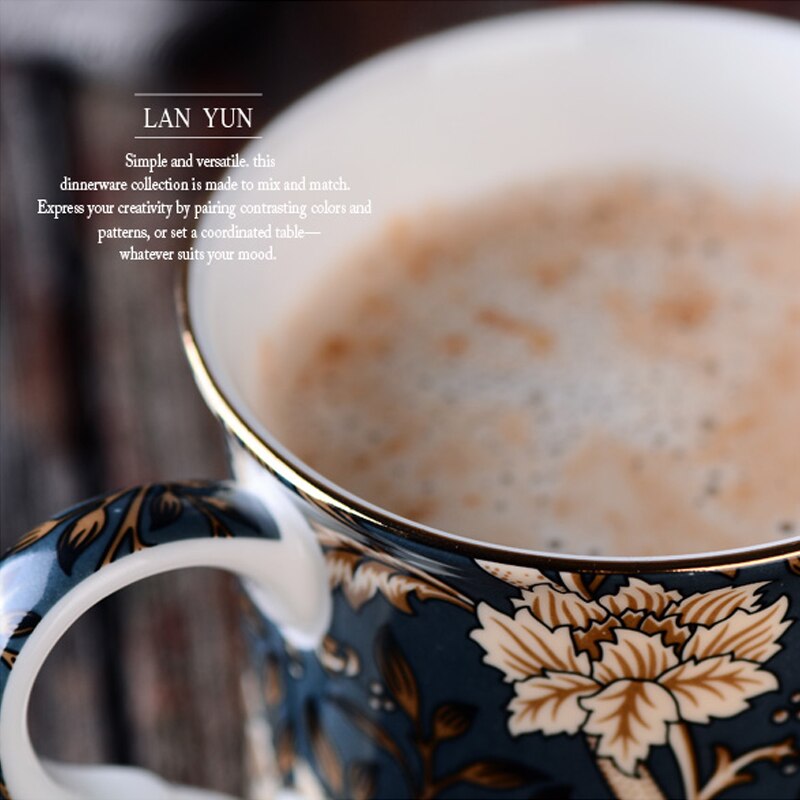 Europa Klassieke Bone China mok Engels Hof Wind Mok Koffie Cup Melk Kopjes Theekopje reizen mok handvat Water Mok 300ml Drinkware