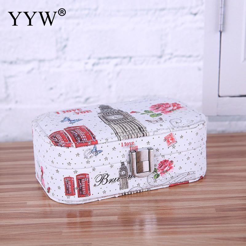 Spedizione gratuita!!! di Cuoio dell'UNITÀ di elaborazione Stampato scatola di Immagazzinaggio di Monili CaseBrand monili di disegni differenti per la scelta di Altri bianco Venduto Da PC: 3