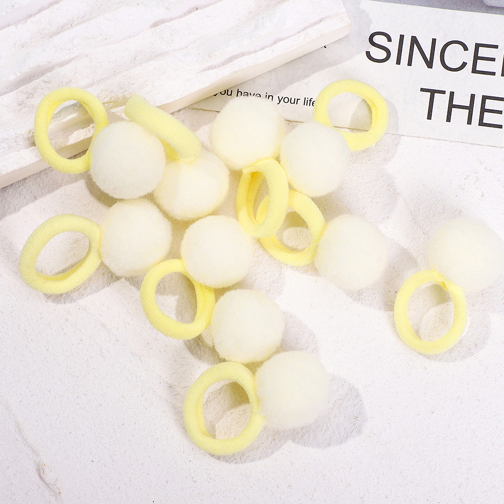20 pçs crianças elásticos faixas de cabelo meninas bola de pelúcia faixa de borracha para crianças doces scrunchie laços de cabelo clipe acessórios de cabelo do bebê: Verde exército