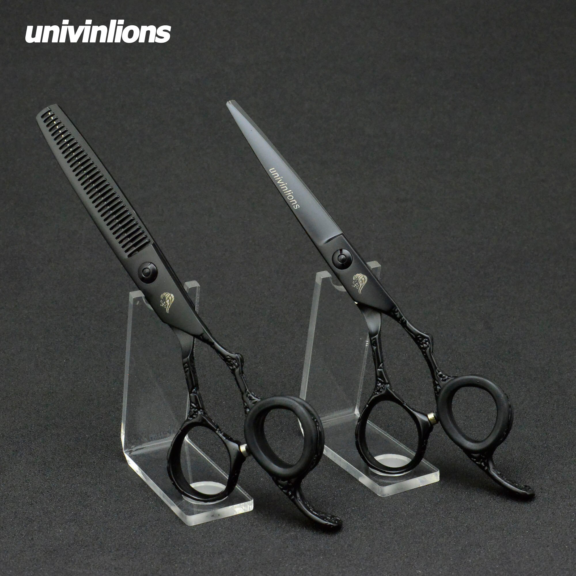 6 " zwarte gegraveerde schaar kappersbenodigdheden haarschaar kappersschaar scheermes salon de coiffure