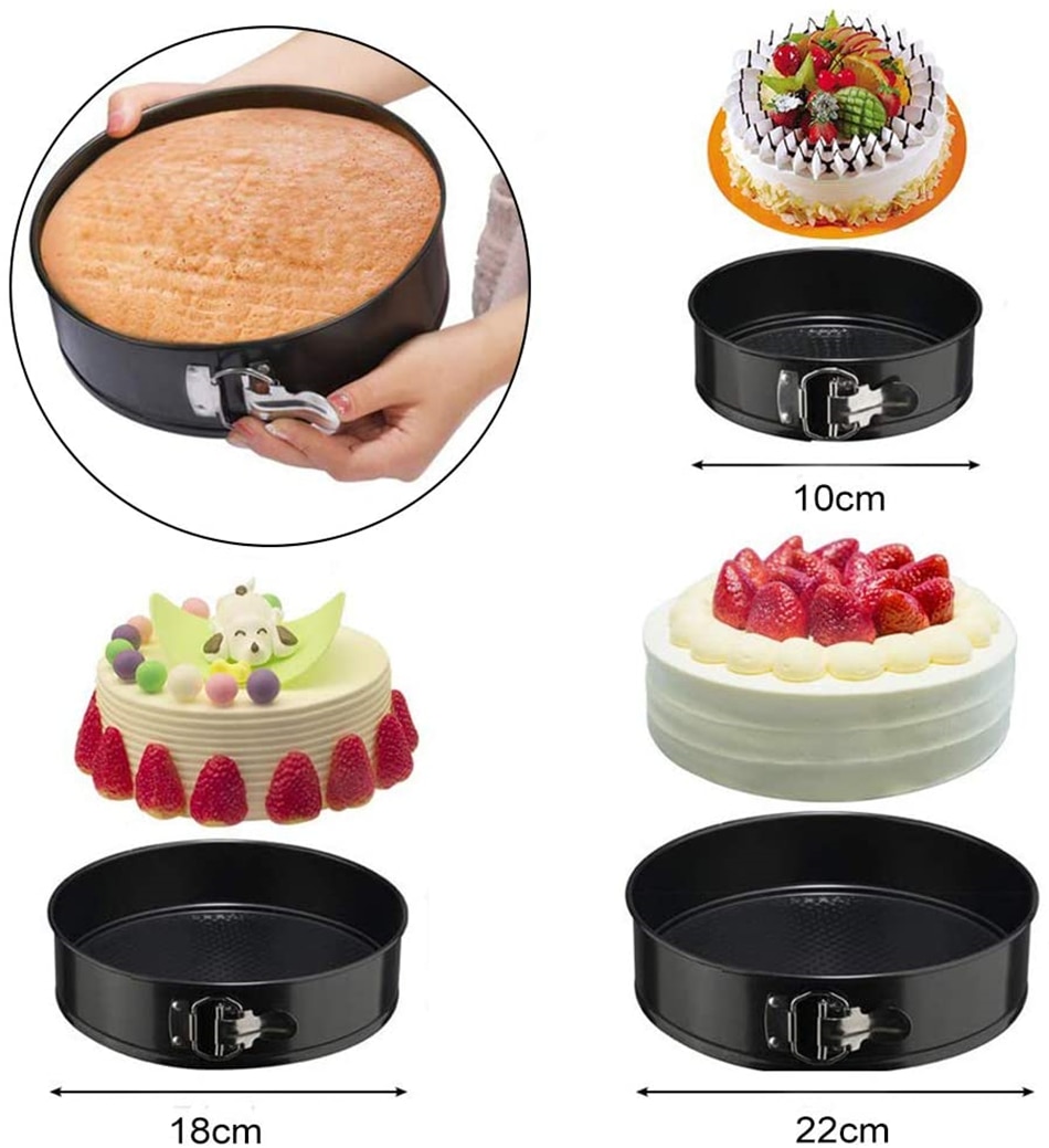 Geekhom Cake Pan Tin Ronde Bakken Tin Met Flat Base Ronde Cake Tin Bakvorm Set Van 3 10/18/22 Cm Cake Bakken Tin Bakvormen