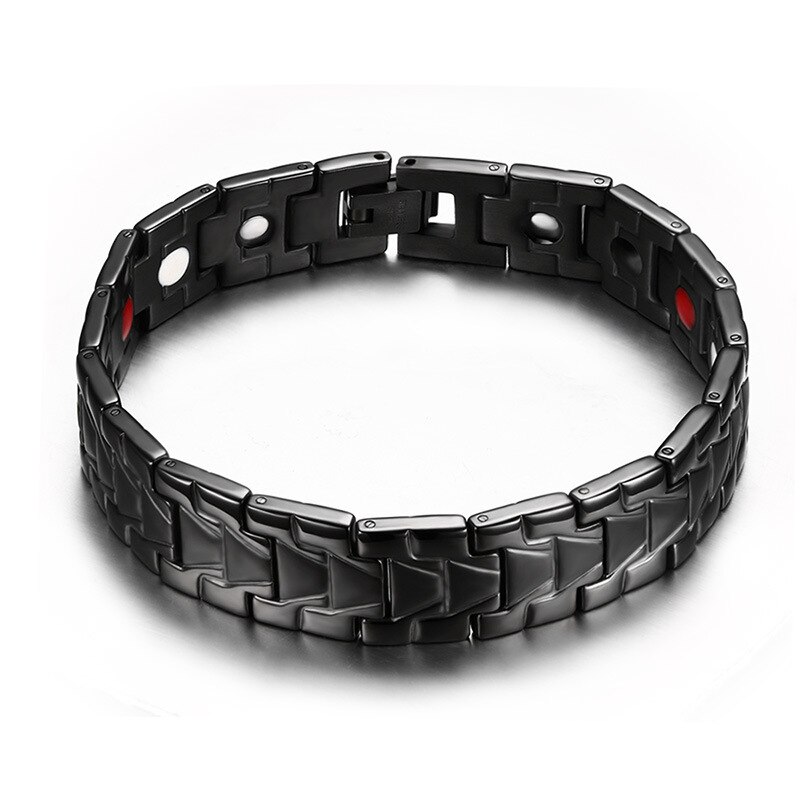 Pulsera de salud magnética para hombre Acero inoxidable 4in1 imanes iones negativos germanio Far Infra pulsera de mano de oro para hombre