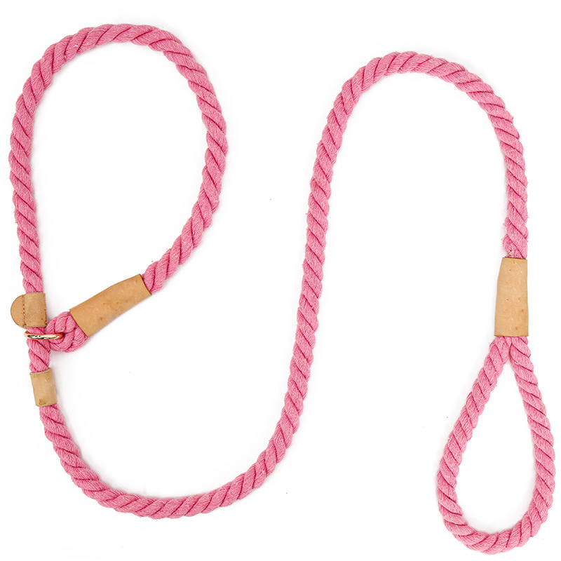 Good Custom Dog Cotton Rope Leash Pet Slip Rope Lead Soft Rope Dog Training Lead: Pink