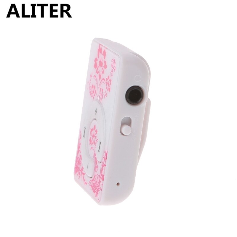 Chinese style Floral Pattern Mini Clip Music MP3 Player With Earphone USB Cable
