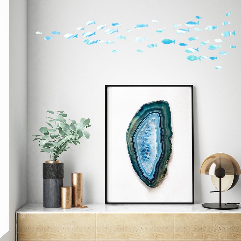 60Pcs Set Under The Sea Fish Waterproof Vinyl Decal Tiles Wall Stickers For Bathroom Kitchen Home Decor