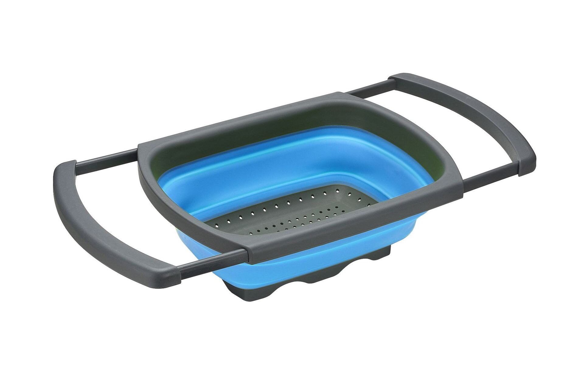 Passoire rétractable pliable en silicone au-dessus de l'évier avec poignée, passoire pliable de cuisine, bols, panier de filtre à eau de vidange: Bleu ciel