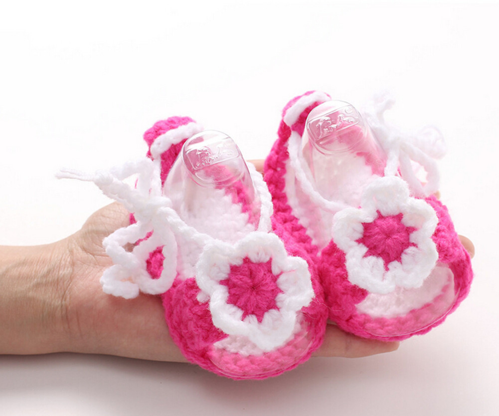 IMCUTE Baby Girl Kid Infant Handgemaakte Haak Knit Bloem Parel Sandalen Peuter Schoenen: Default Title