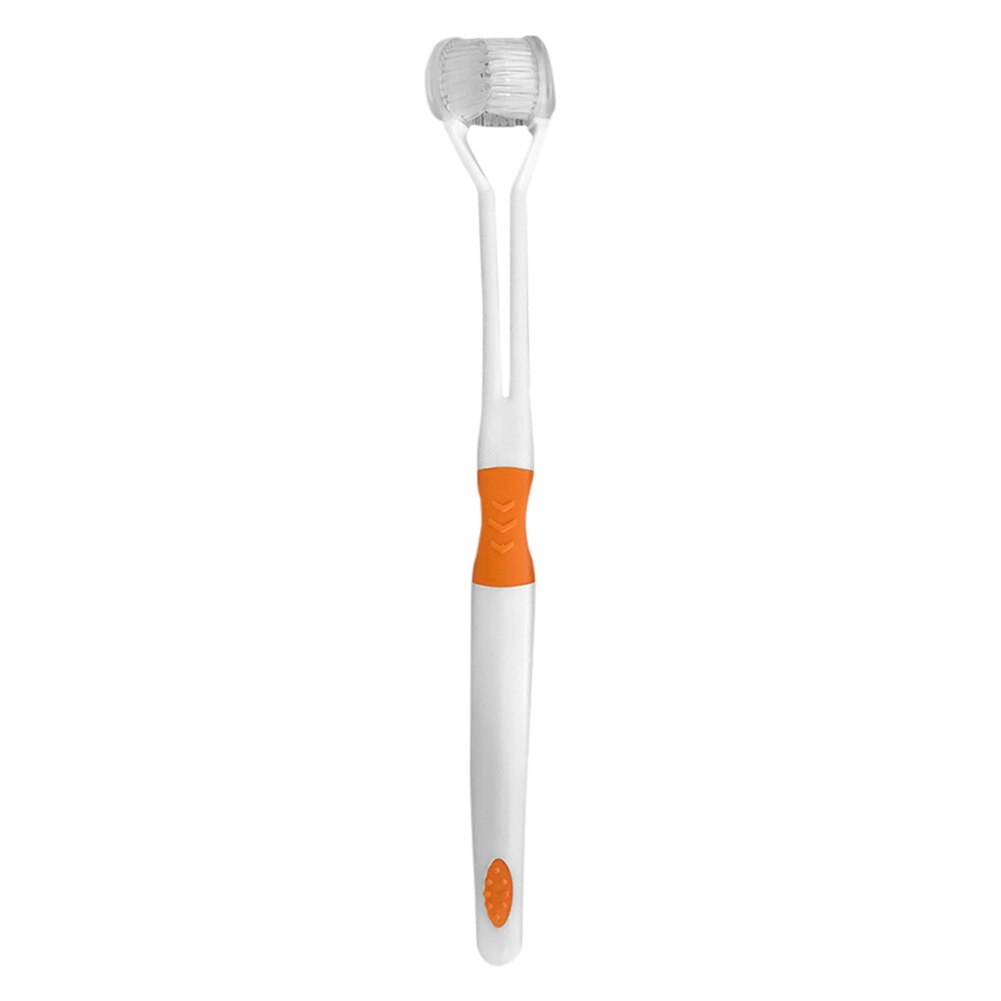 Enfants brosse à dents trois côtés sécurité doux poils hygiène dents brosses mignon propre dents brossage brosse à dents: Orange