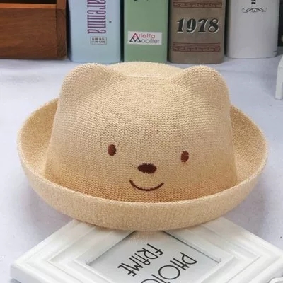 summer Cute Cartoon Straw Hat Girl Hat Boy cap Child Sun Hat Child Solid Beach Panama Hat: 1