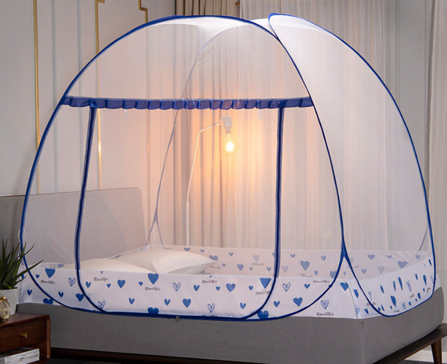 Hartpatroon yurt klamboe verhoging encryptie eendeurs dubbel huis 1.8m studentenhuis 1m slaapkamers klamboe: Blauw 120 x 200cm