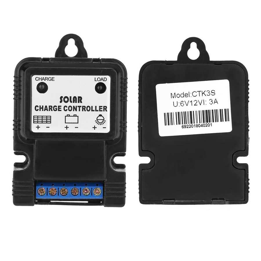 IP30 PWM 3A Solar Charging Controller 6V / 12V Solar Panel Regulator with LED Display Screen for Solar System