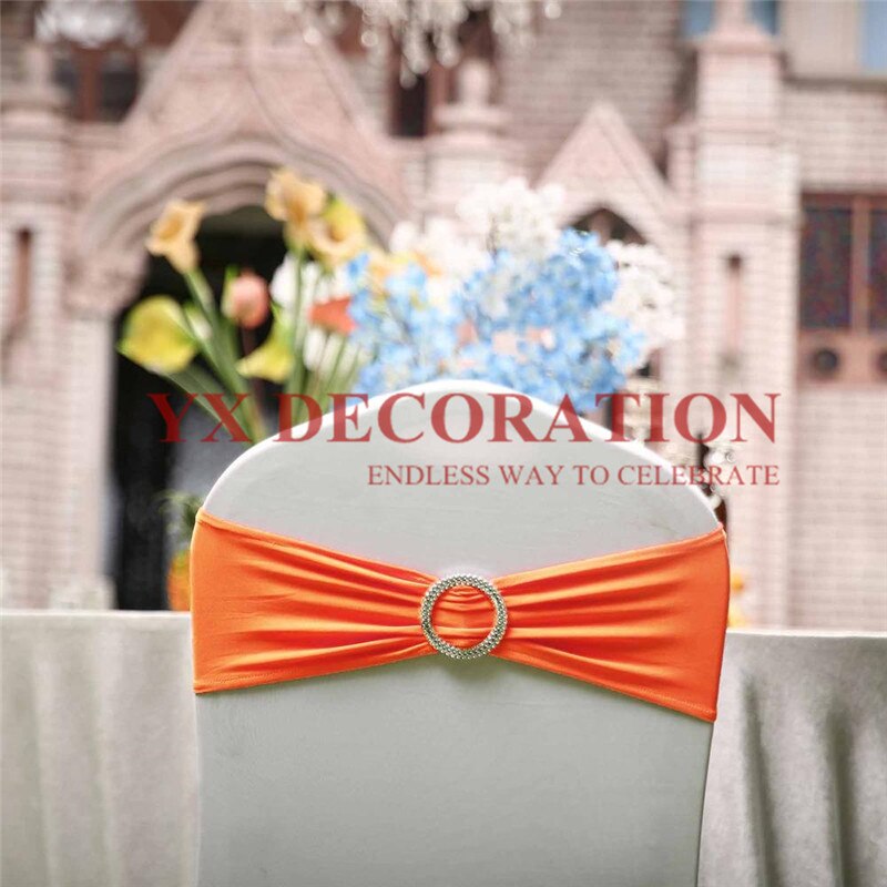Ceinture de chaise en Lycra | Bande Spandex bon marché, adaptée à la housse de chaise, décoration de Banquet et de mariage: orange