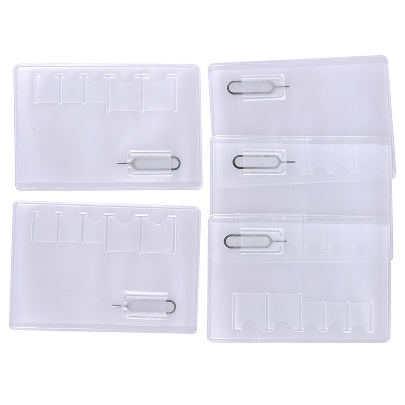 5 Pcs 6 Sim Card Storage Case Box Bag Carry Clear Protector Draagbare Voor Sim Geheugenkaart Transparantie Universele