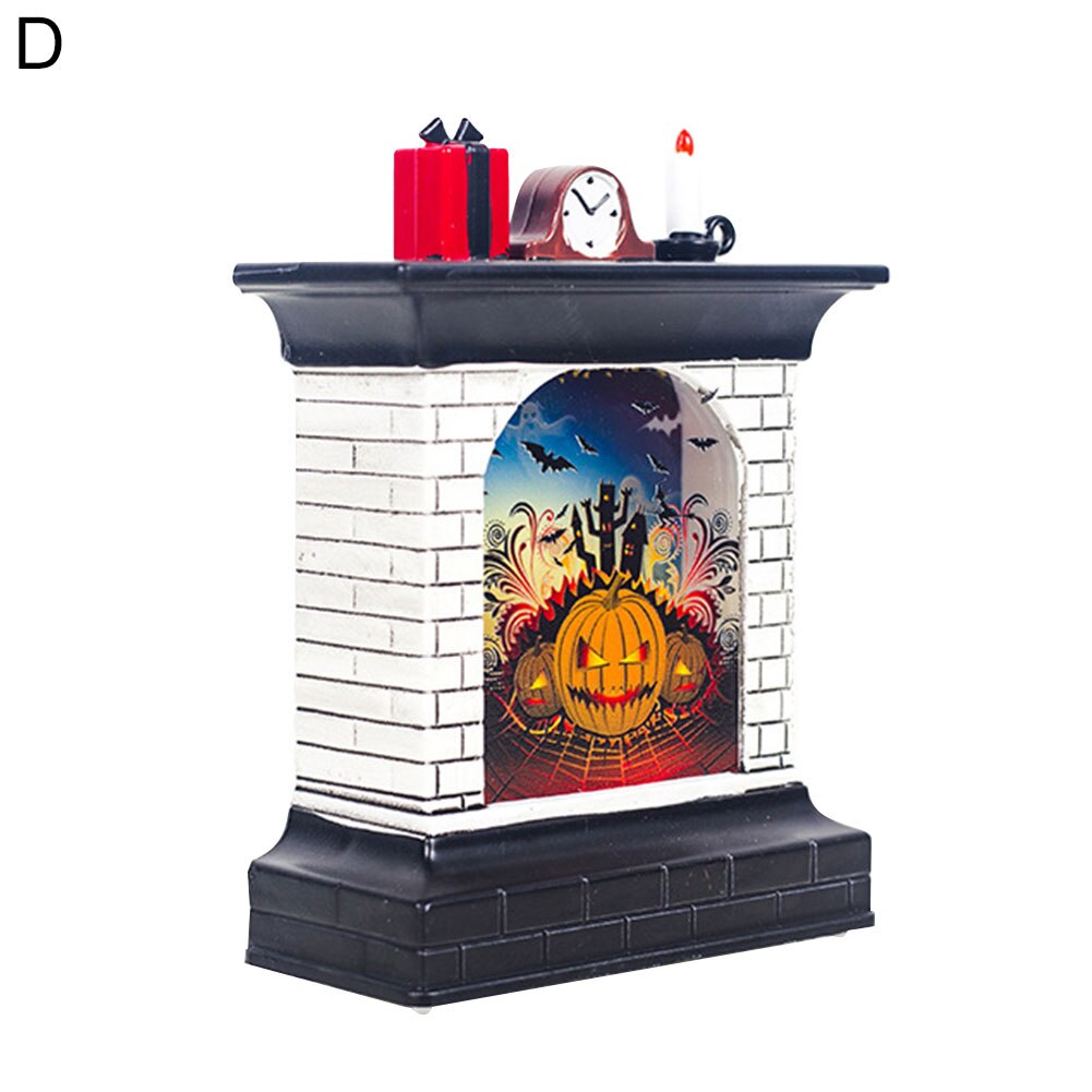 de chimenea Gato de Halloween bruja calabaza LED adorno para Luz Decoración de ventana: D