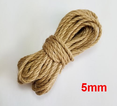 100%  naturligt jute reb 1mm-10mm garn macrame snore til dekoration håndlavet gør-det-selv: 5mm