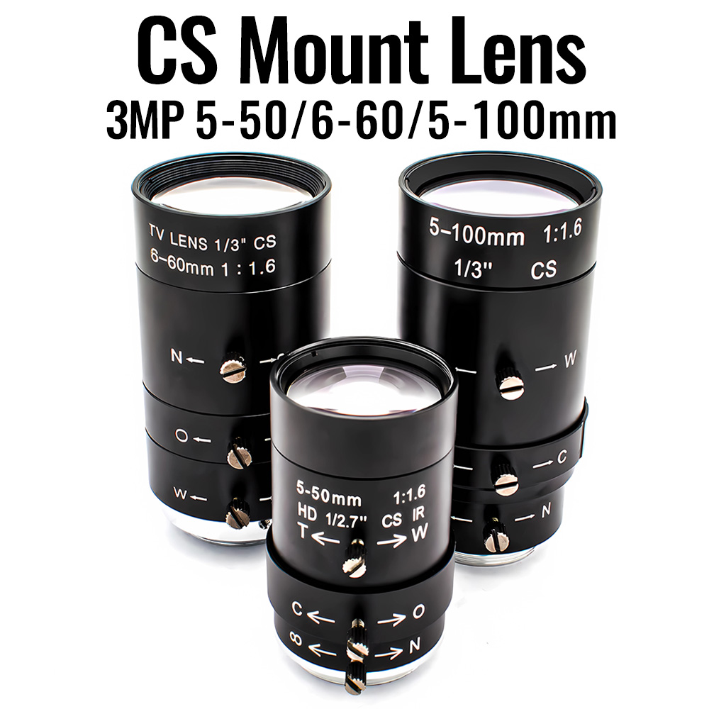 HD 3Megapixel Varifocal Lens CS Mount 5-50mm/6-60mm/5-100mm Manual Zoom Industrial Lens For CCTV Surveillance Security Cameras
