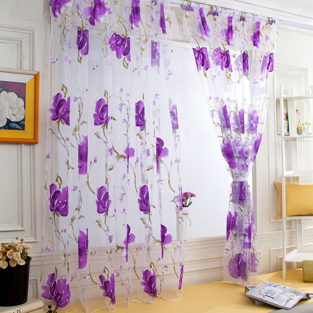 1 Pcs Wijnstokken Bladeren Tulle Deur Gordijn Drape Panel Sheer Sjaal Valletjes Gordijnen Voor De Woonkamer Keuken Slaapkamer: PP