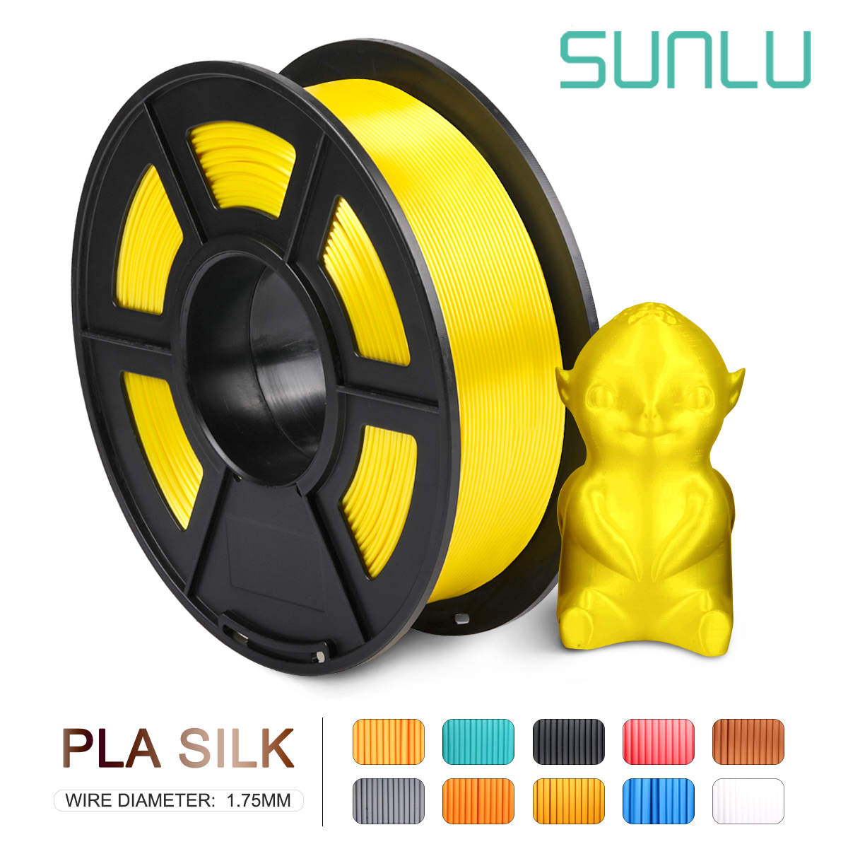 PLA Filament SEIDE Orange 1kg 2,2 £ 1,75mm Profi rolle 3D Drucker Filamet DIY für 3D druck füllt nach: die Seide-Gelb