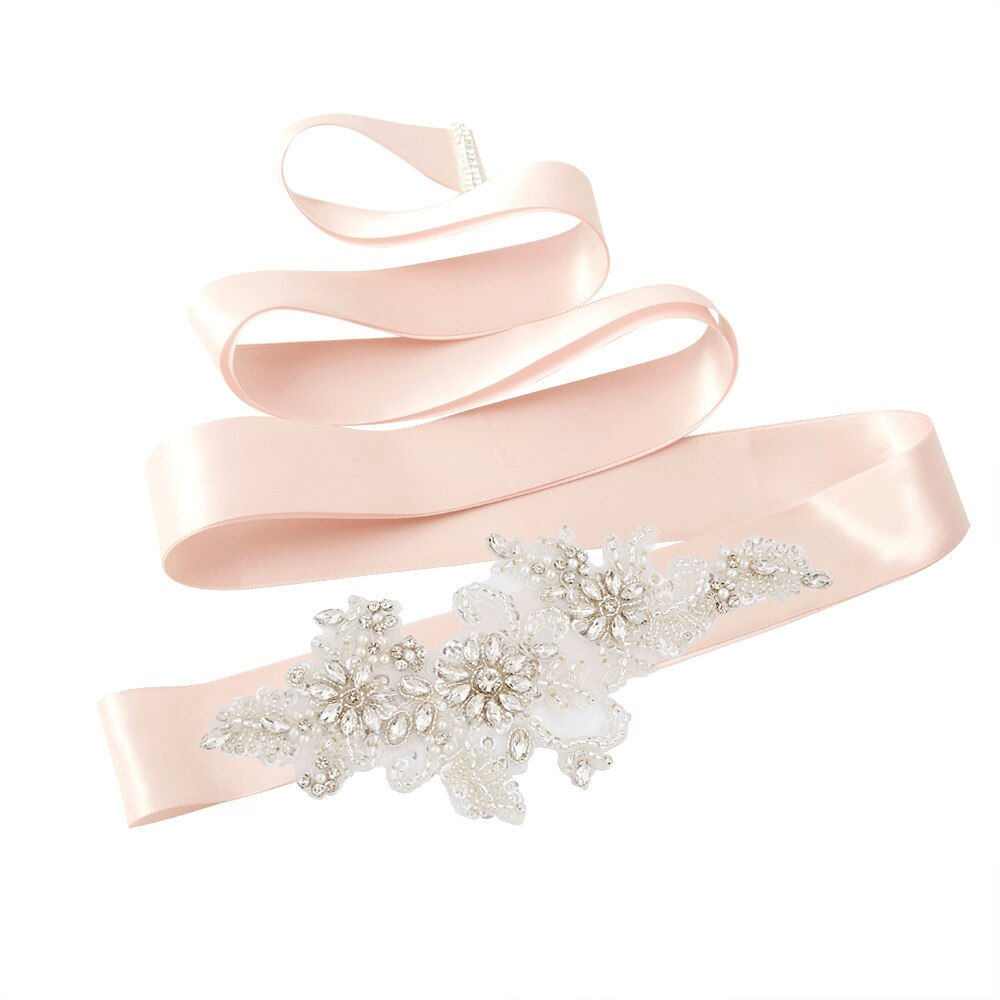 TRiXY S139 strass ceinture perles mariage ceinture argent diamant ceinture mariée ceinture mariage robe accessoire blanc brodé ceinture: baby pink