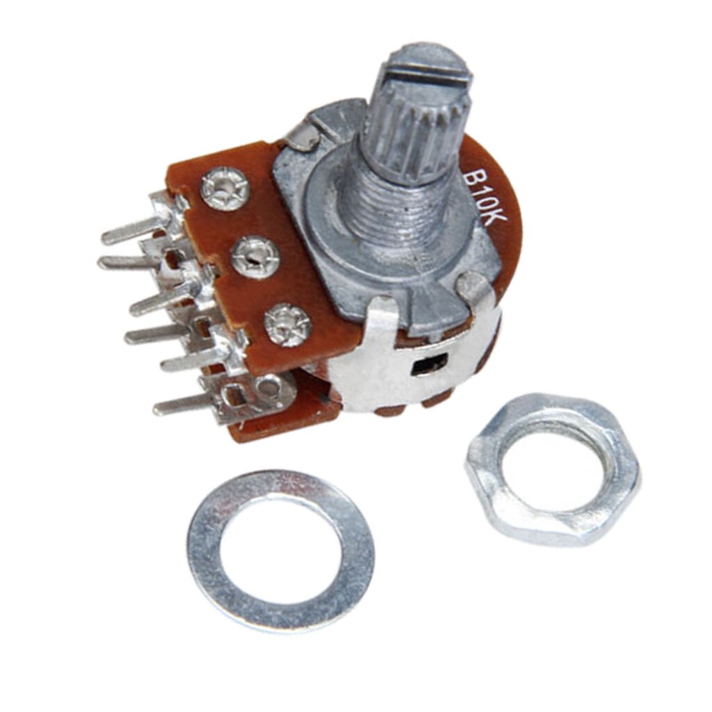 B10K potenziometro Stereo doppio a 6pin con resistenza dell'albero diviso 15mm 10K