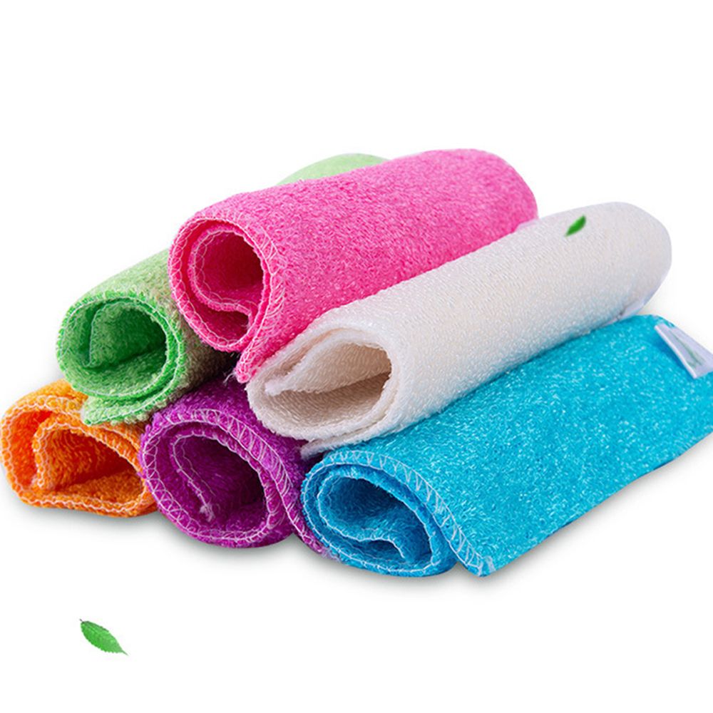 1/5PCS Home & Living Anti-grease Household Bamboo Fiber Scouring Pad Dish Cloth Washing Towel Cleaning Rags