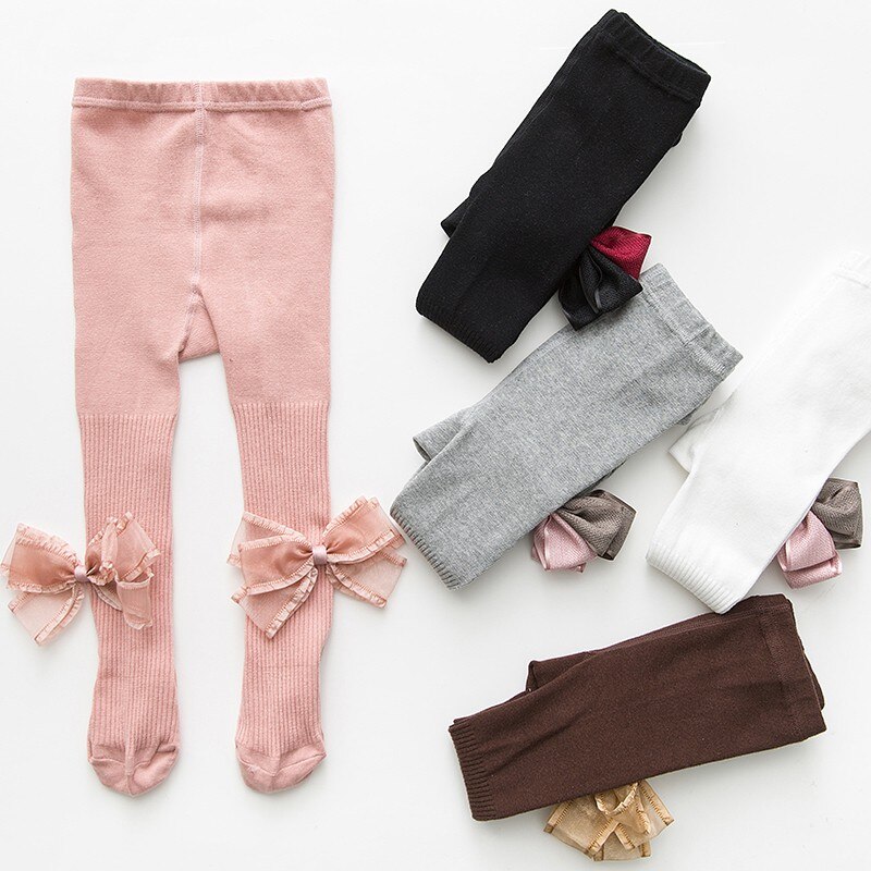Baby Meisjes Gebreide Katoenen Leuke Boog Panty Baby Leggings Meisjes Dans Broek O