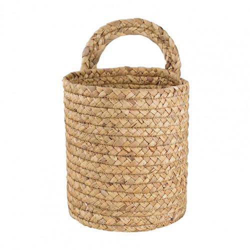Household Foldable Woven Storage Basket Plant Wicker Hanging Baskets Garden Flower Vase Foldable Flower Pots Storage Basket: Solid Color  L