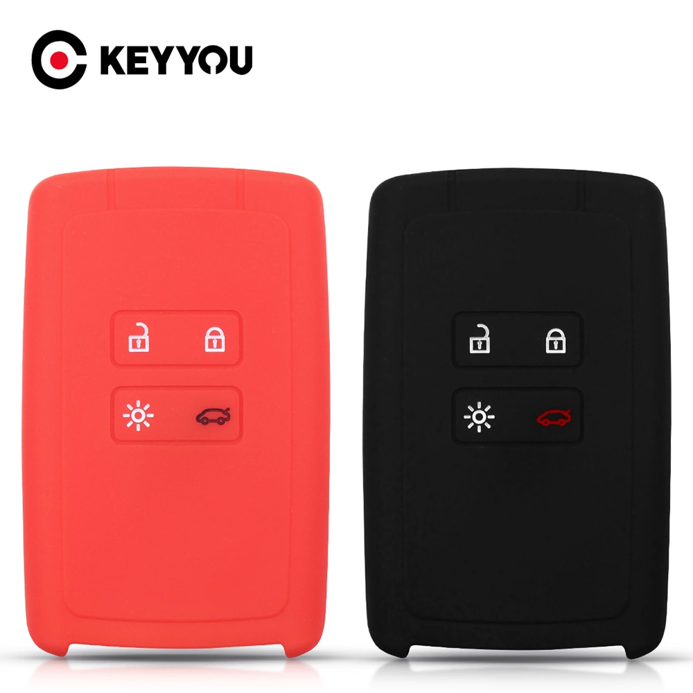 Keyyou Voor Renault Koleos Kangoo Kadjar 4 Knoppen Card Smart Key Fob Silicone Autosleutel Case Cover