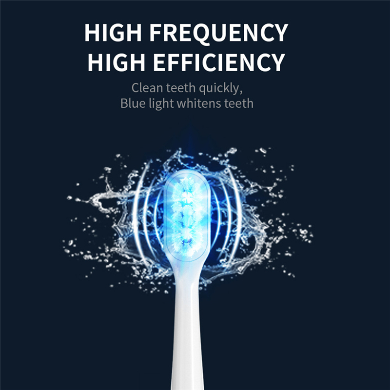 Luminous 8LED Lamp Bead Electric Toothbrush Blue Light Ultrasonic Toothbrush Head Cleaner Adult Automatic Smart Teeth Whitening