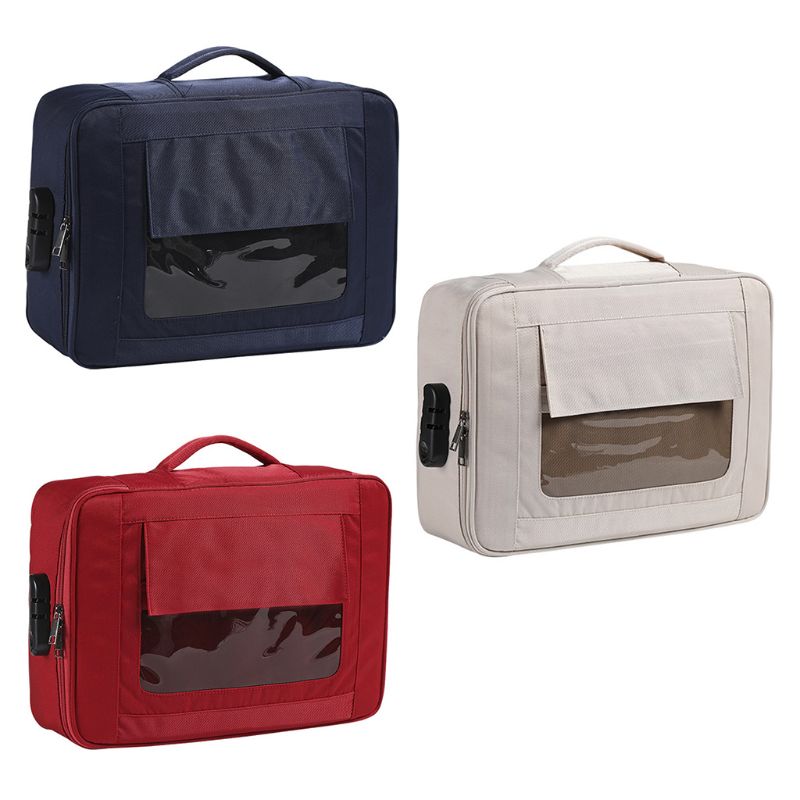 Visible Password Double Layer Files Bag Briefcase Document Pouch Business Travel Storage Bag