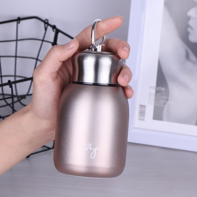 Termo portátil de 300ML con filtro, taza térmica de acero inoxidable, taza de café, botella de agua de viaje,: Rosa